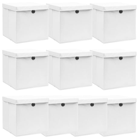 Storage Boxes With Lids 4 Pcs Grey 32X32X32 Cm Fabric