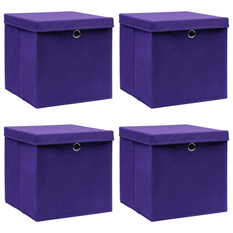 Storage Boxes With Lids 4 Pcs Grey 32X32X32 Cm Fabric