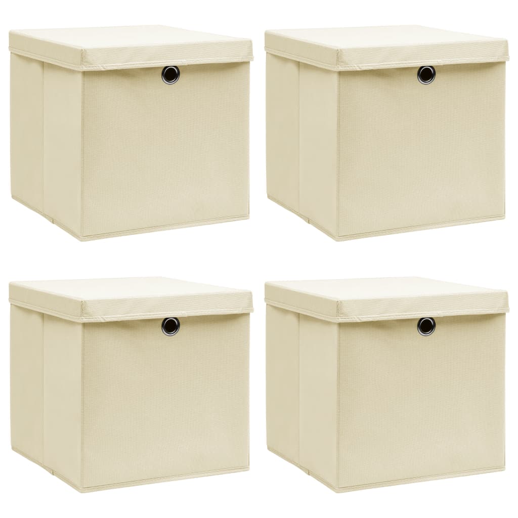 Storage Boxes With Lids 4 Pcs Grey 32X32X32 Cm Fabric