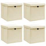 Storage Boxes With Lids 4 Pcs Grey 32X32X32 Cm Fabric