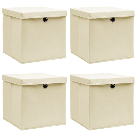 Storage Boxes With Lids 4 Pcs Grey 32X32X32 Cm Fabric