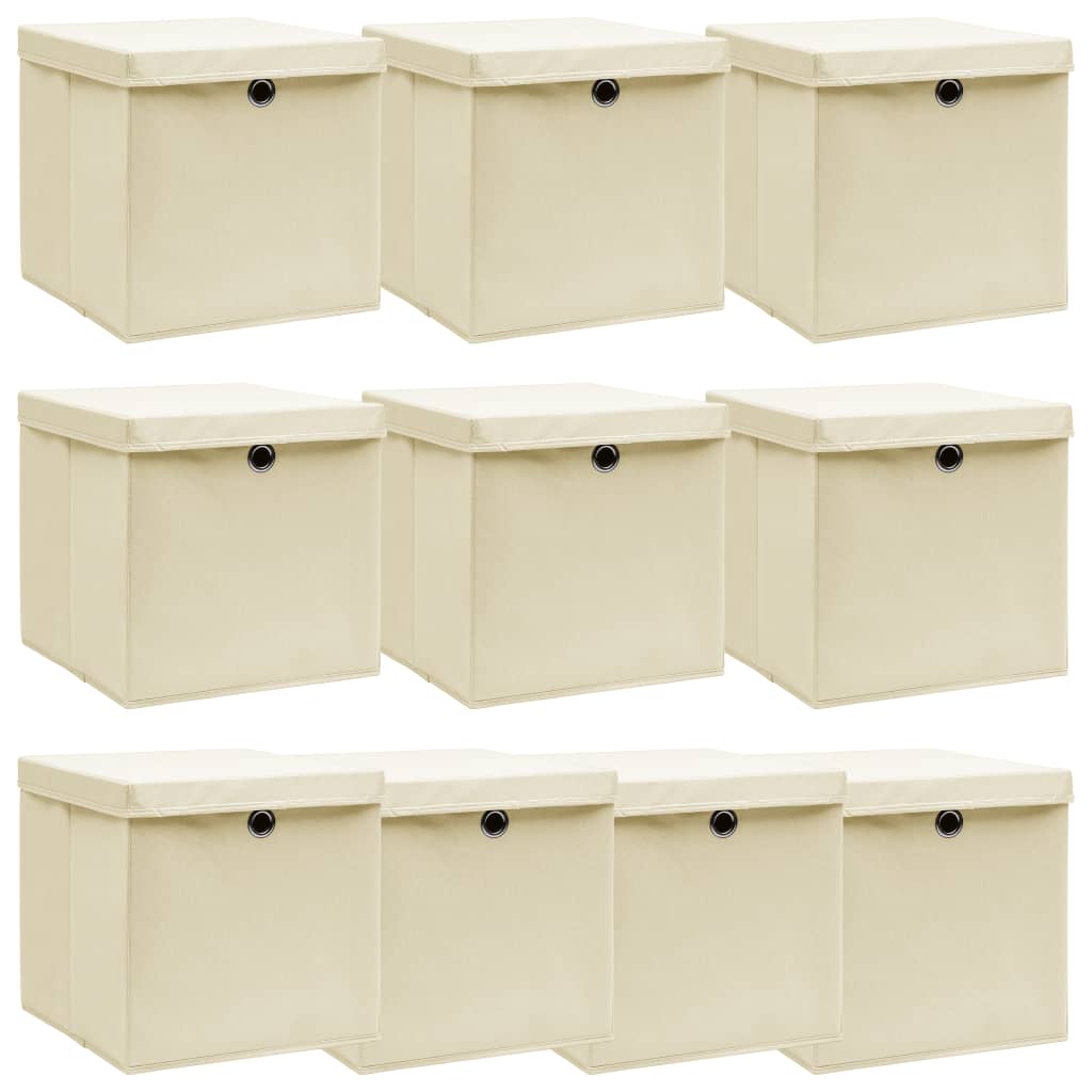 Storage Boxes With Lids 4 Pcs Grey 32X32X32 Cm Fabric