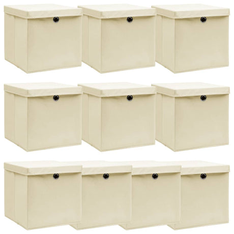 Storage Boxes With Lids 4 Pcs Grey 32X32X32 Cm Fabric
