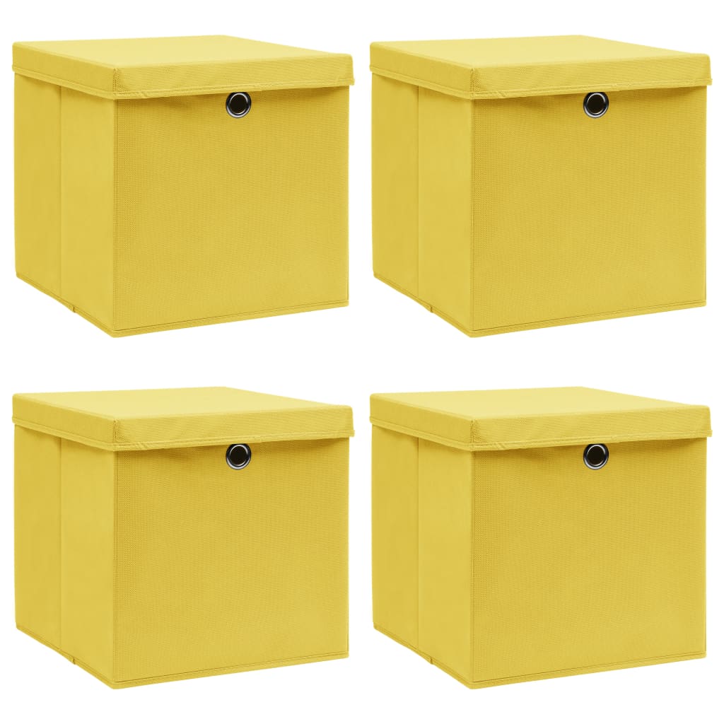 Storage Boxes With Lids 4 Pcs Grey 32X32X32 Cm Fabric