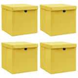 Storage Boxes With Lids 4 Pcs Grey 32X32X32 Cm Fabric