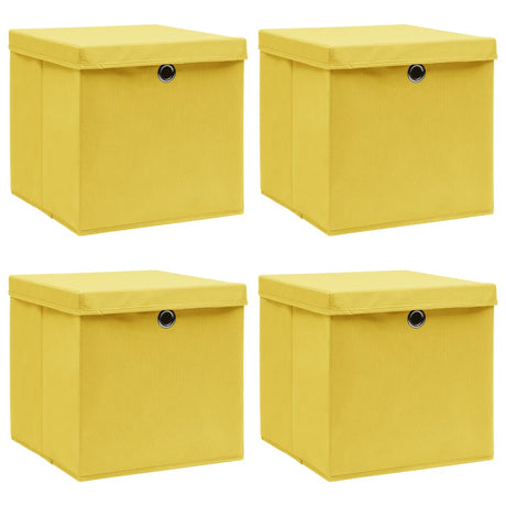 Storage Boxes With Lids 4 Pcs Grey 32X32X32 Cm Fabric