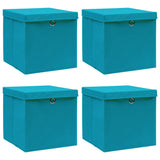 Storage Boxes With Lids 4 Pcs Grey 32X32X32 Cm Fabric