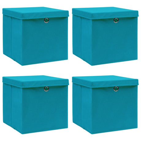 Storage Boxes With Lids 4 Pcs Grey 32X32X32 Cm Fabric