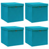 Storage Boxes With Lids 4 Pcs Grey 32X32X32 Cm Fabric