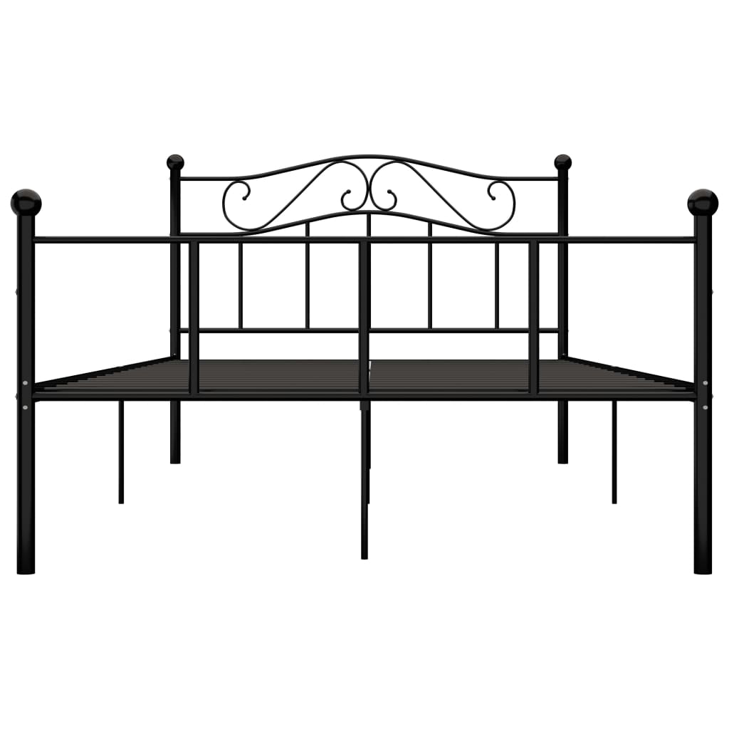 284526  Bed Frame Without Mattress Black Metal 140X200 Cm