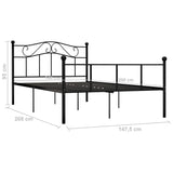 284526  Bed Frame Without Mattress Black Metal 140X200 Cm