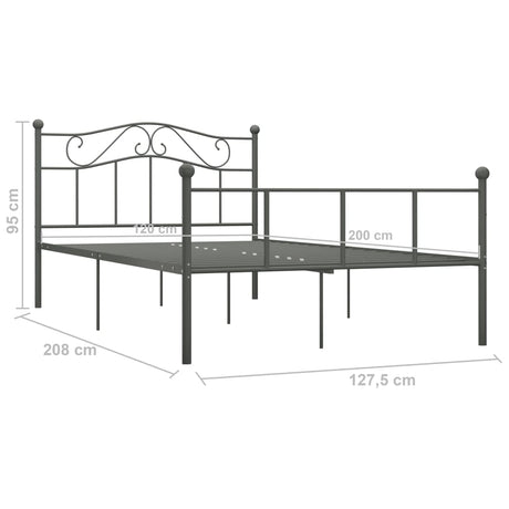 284532  Bed Frame Without Mattress Grey Metal 120X200 Cm