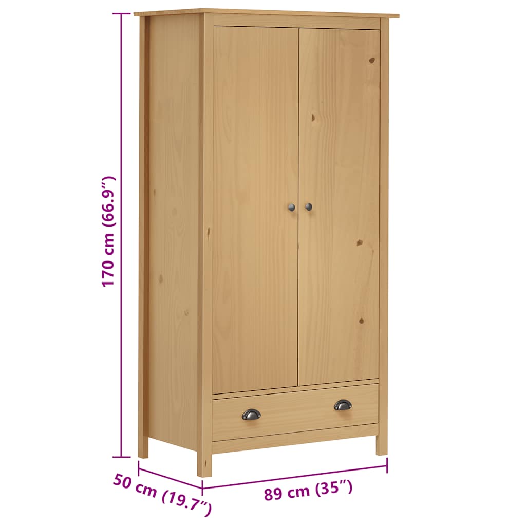 2-Door Wardrobe Hill 89x50x170 cm Solid Pine Wood