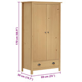 2-Door Wardrobe Hill 89x50x170 cm Solid Pine Wood