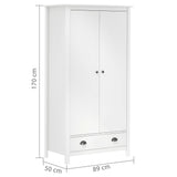 2-Door Wardrobe Hill White 89x50x170 cm Solid Pine Wood