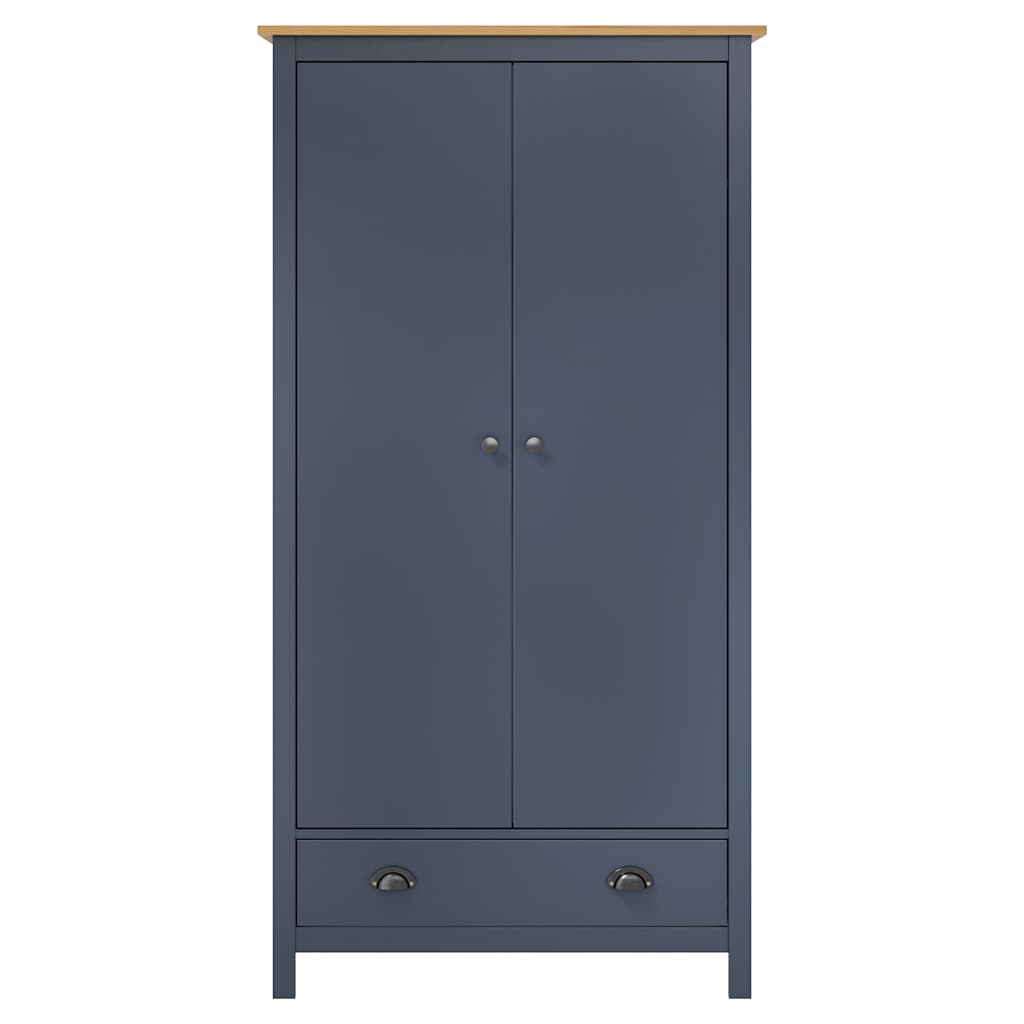 2-Door Wardrobe Hill Grey 89x50x170 cm Solid Pine Wood