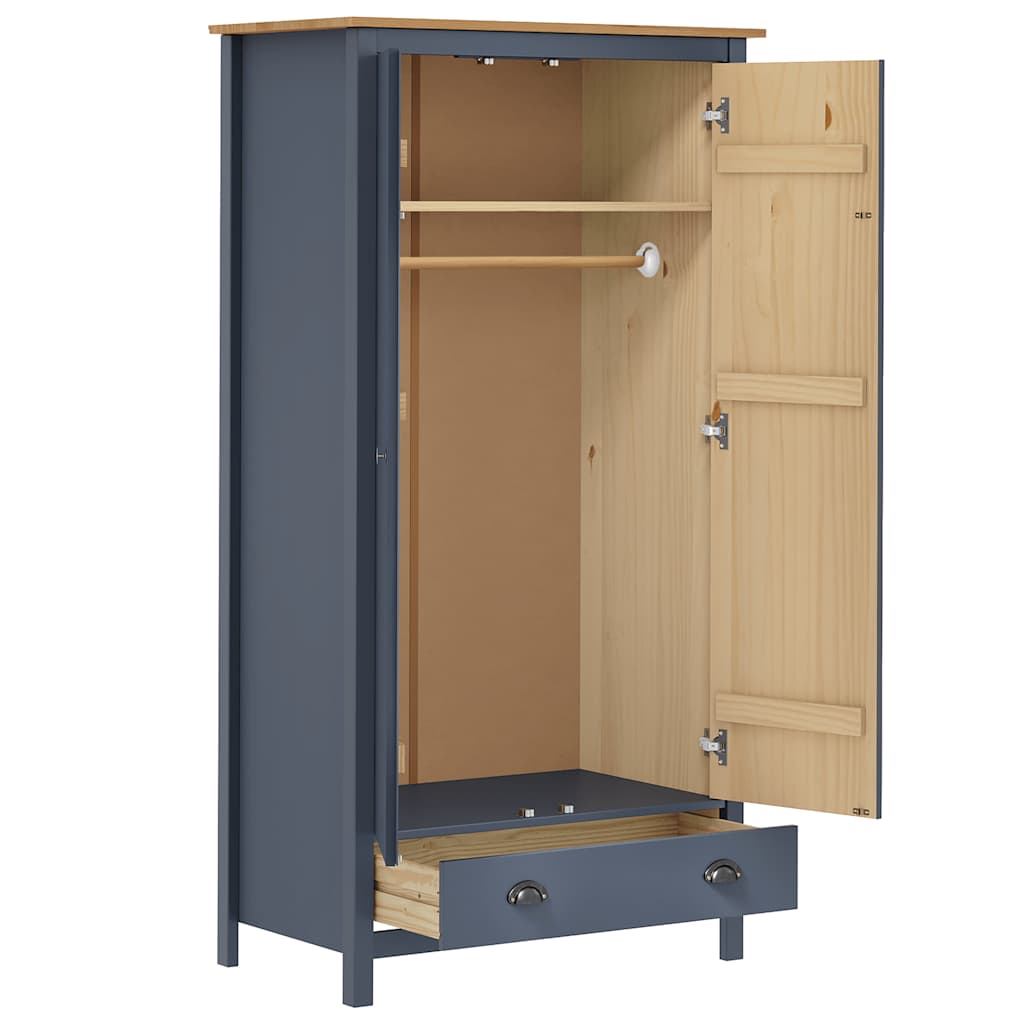 2-Door Wardrobe Hill Grey 89x50x170 cm Solid Pine Wood