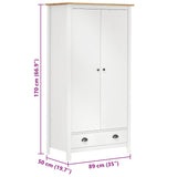 2-Door Wardrobe Hill White 89x50x170 cm Solid Pine Wood