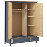 3-Door Wardrobe Hill Grey 127x50x170 cm Solid Pine Wood