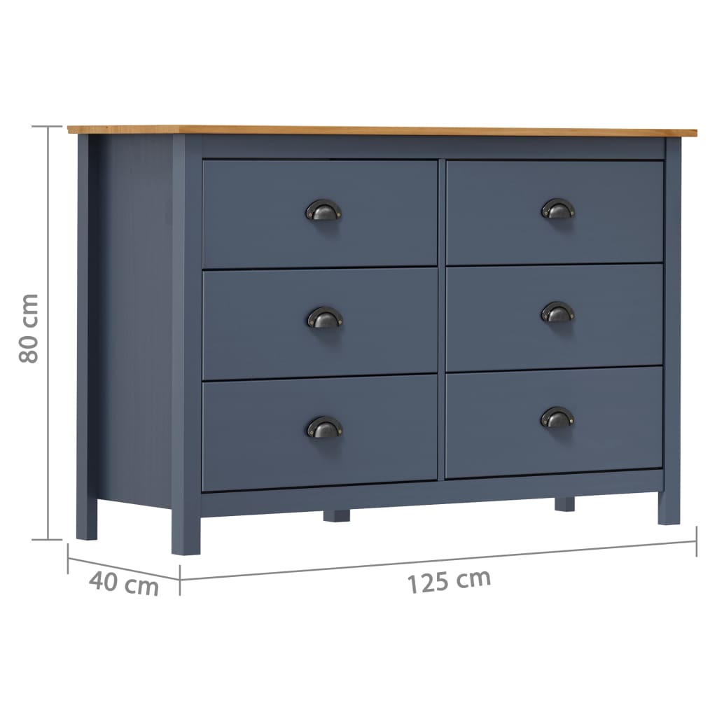 Sideboard Hill 125X40X80 Cm Solid Pine Wood