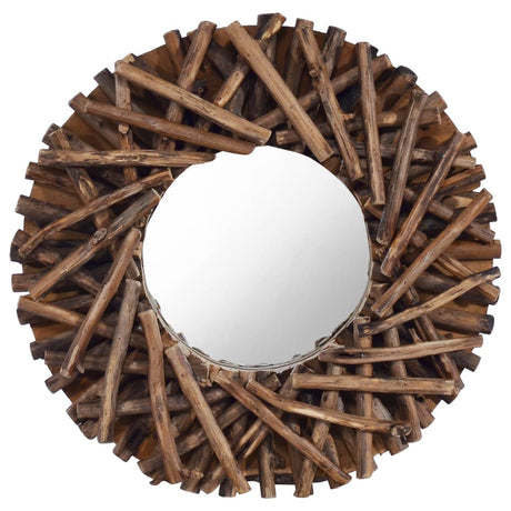Wall Mirror 40 Cm Teak Round