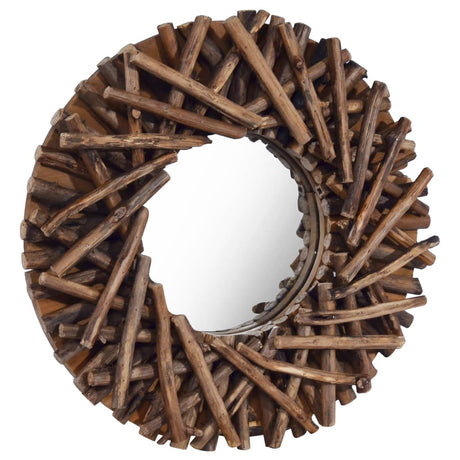 Wall Mirror 40 Cm Teak Round