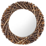 Wall Mirror 40 Cm Teak Round