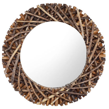 Wall Mirror 40 Cm Teak Round