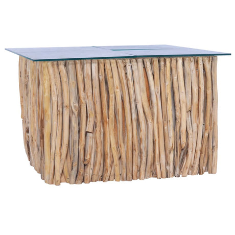 Coffee Table With Glass Top 66X66X40 Cm Solid Teak Wood