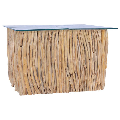 Coffee Table With Glass Top 66X66X40 Cm Solid Teak Wood