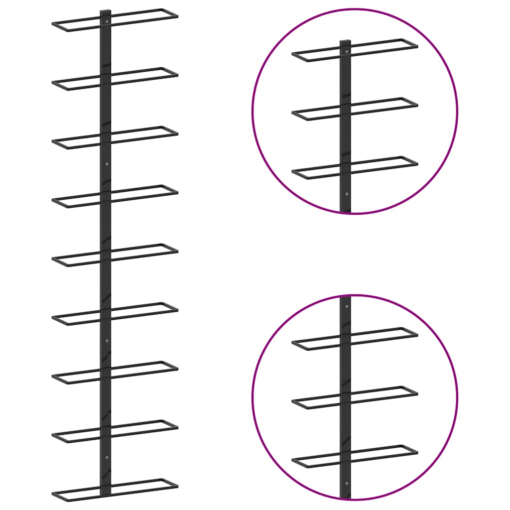 Wall-Mounted Wine Rack For 9 Bottles Iron