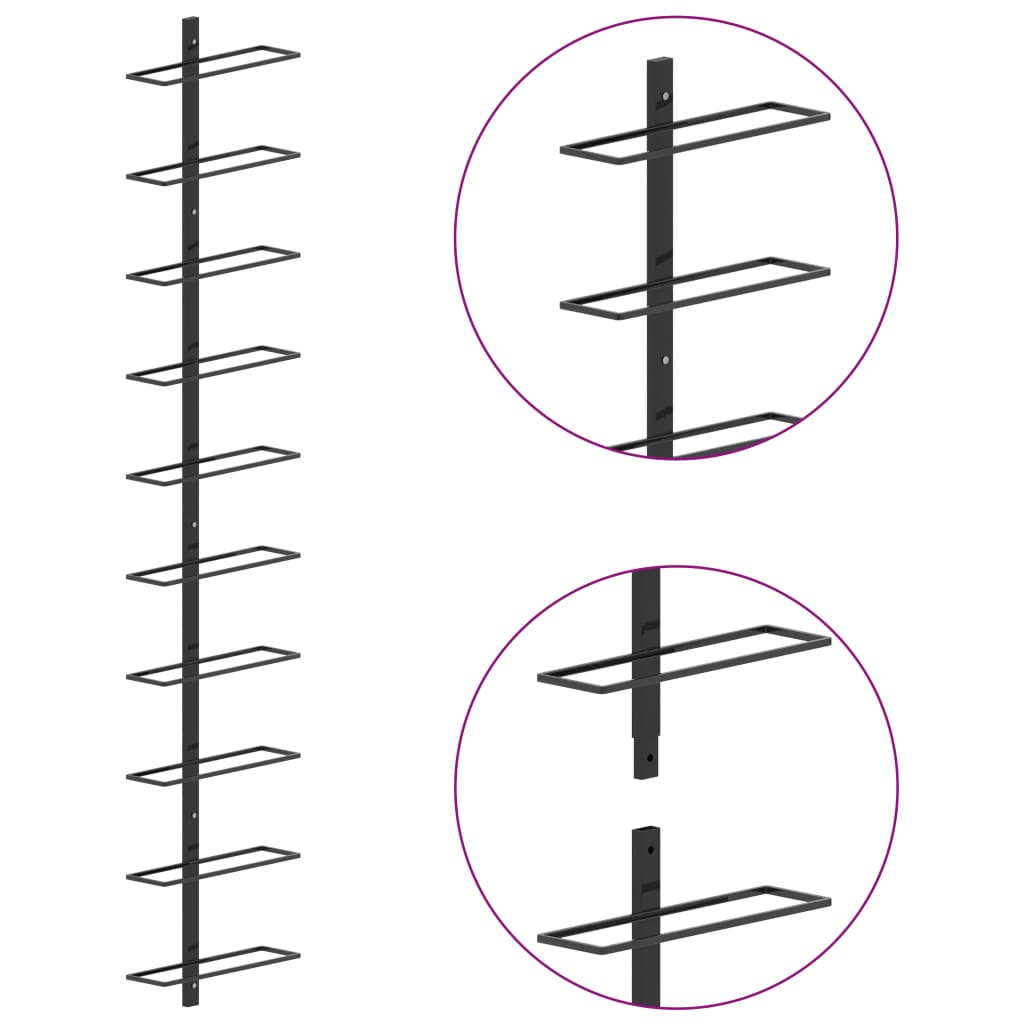 Wall-Mounted Wine Rack For 10 Bottles Metal