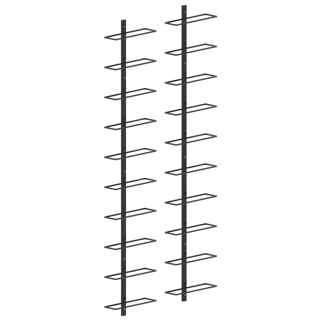 Wall-Mounted Wine Racks For 20 Bottles 2 Pcs Metal