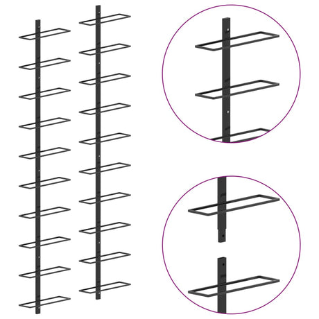 Wall-Mounted Wine Racks For 20 Bottles 2 Pcs Metal