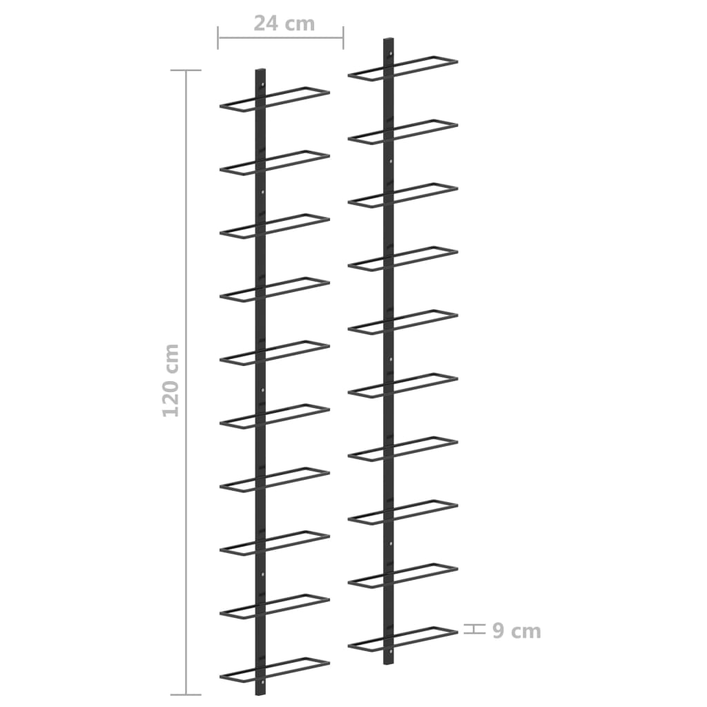 Wall-Mounted Wine Racks For 20 Bottles 2 Pcs Metal