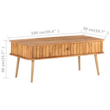 Coffee Table 100X50X40 Cm Solid Acacia Wood