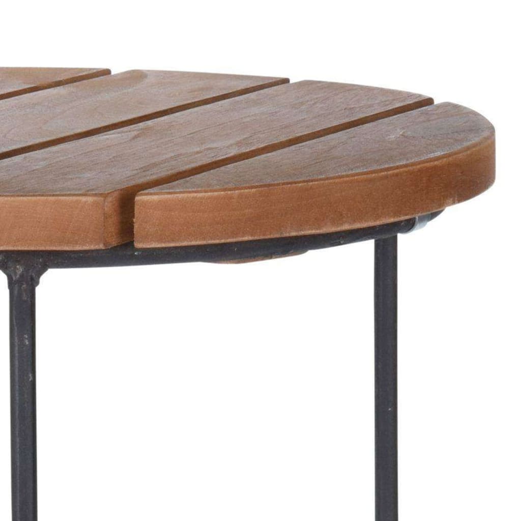 2 Piece Side Table Set Teak Brown