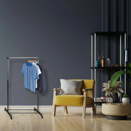 Storage Solutions Clothing Rack Double Hangers With Wheels Adjustable 80X42X(90-160) Cm
