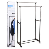 Storage Solutions Clothing Rack Double Hangers With Wheels Adjustable 80X42X(90-160) Cm