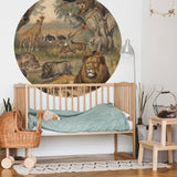 Wallart Wallpaper Circle Animals Of Africa 142.5 Cm