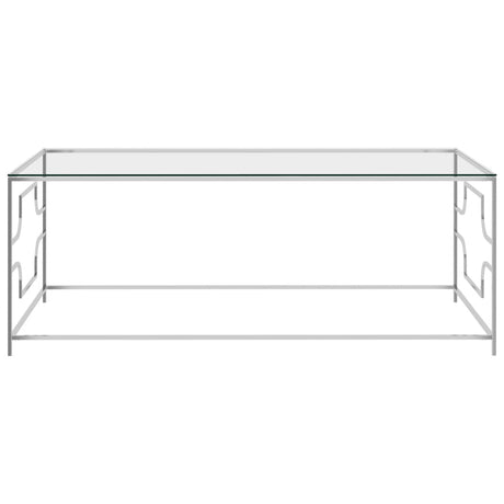 Coffee Table Silver Stainless Steel And Glass