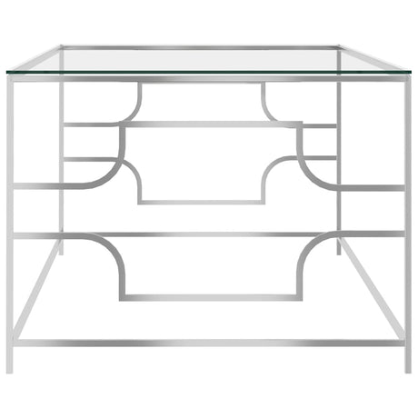 Coffee Table Silver Stainless Steel And Glass