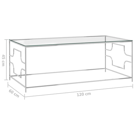 Coffee Table Silver Stainless Steel And Glass