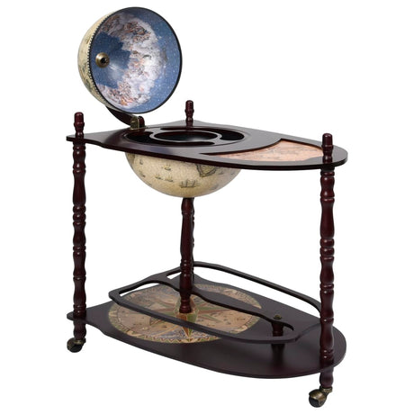 Globe Bar Wine Stand Eucalyptus Wood Freestanding