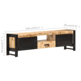 Tv Cabinet 140X30X40 Cm Rough Mango Wood