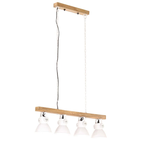 Industrial Ceiling Lamp White E27 Mango Wood