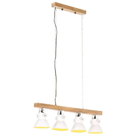 Industrial Ceiling Lamp White E27 Mango Wood