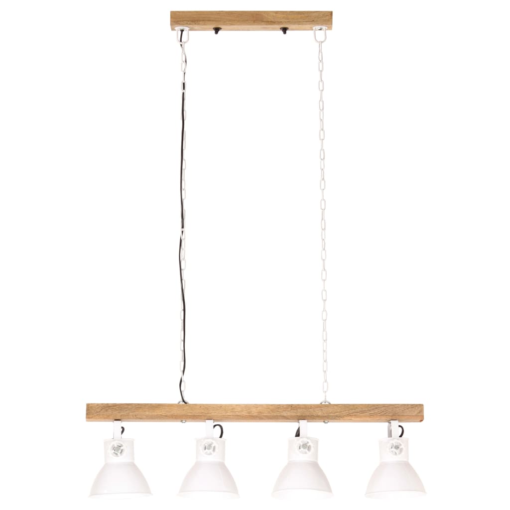 Industrial Ceiling Lamp White E27 Mango Wood