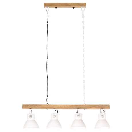 Industrial Ceiling Lamp White E27 Mango Wood
