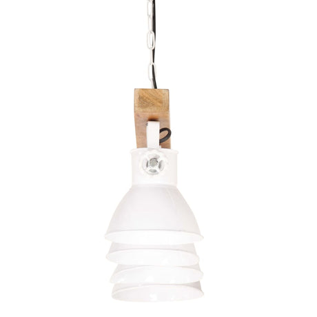 Industrial Ceiling Lamp White E27 Mango Wood